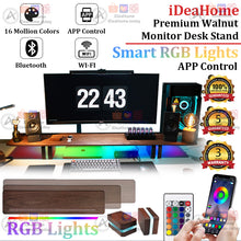 Load image into Gallery viewer, Walnut RGB Lights Walnut Monitor Stand - iDeaHome