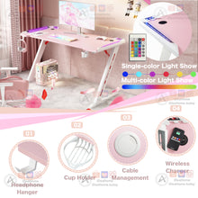 Load image into Gallery viewer, Pink RGB Gaming Desk - iDeaHome