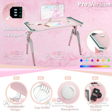 Load image into Gallery viewer, Pink RGB Gaming Desk - iDeaHome