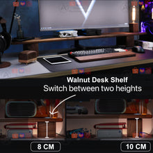Load image into Gallery viewer, Walnut RGB Lights Walnut Monitor Stand - iDeaHome