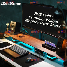Load image into Gallery viewer, Walnut RGB Lights Walnut Monitor Stand - iDeaHome