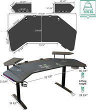 Load image into Gallery viewer, Gaming Desk with Removable Speaker Stand, Large Studio Wing-Shaped Gaming Desk with Headphone Stand, Cup Holder for Live Streamer, Social Media Influencers &amp; Music Recording - iDeaHome
