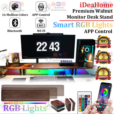 Walnut RGB Lights Walnut Monitor Stand - iDeaHome