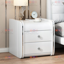 Load image into Gallery viewer, Lockable Bedside Table Faux Leather Custom Color Upholstered Modern Nightstand  Mini Small Bedside Different Size Minimal Setup Simple Storage Cabinets Bedside Table with Drawers - iDeaHome
