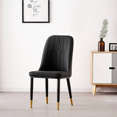 Classic Leather With Solid Wood Gold Plate Leg  Multiple Colour  Dinning Chair Combo Sets - iDeaHome