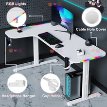 Load image into Gallery viewer, L Shape RGB Lighting Gaming Desk - iDeaHome
