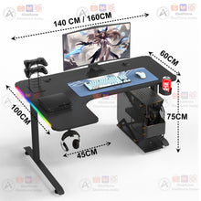 Load image into Gallery viewer, L Shape RGB Lighting Gaming Desk - iDeaHome
